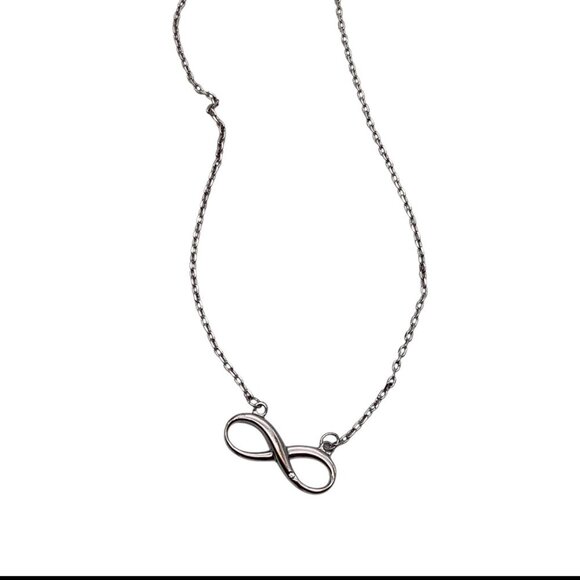 Sterling Silver Infinity Pendant Necklace‎ With Heart Charm Extension - Picture 9 of 10